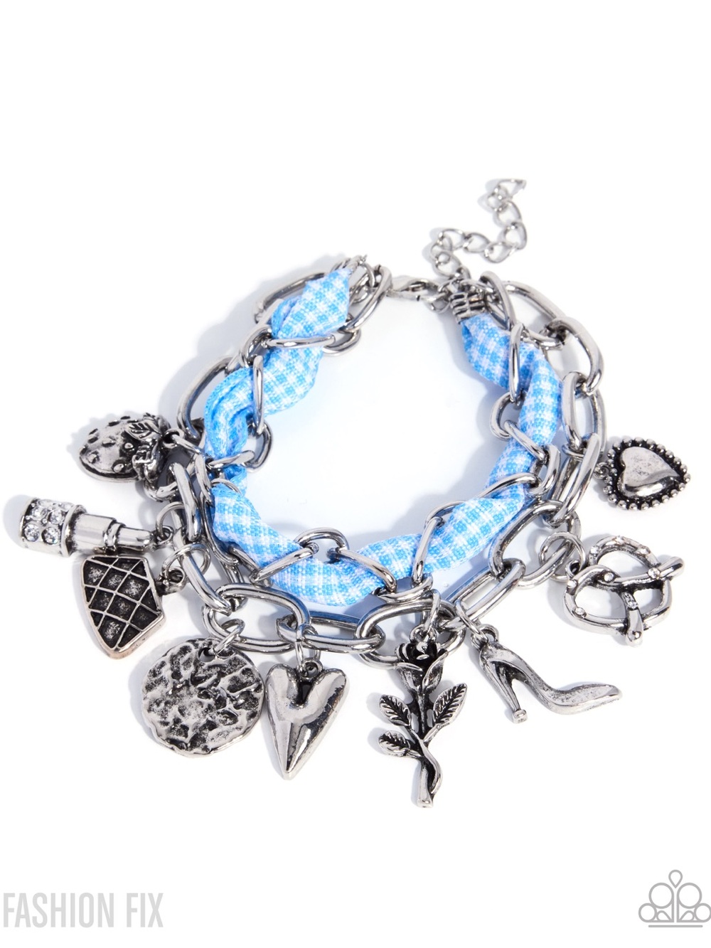 Paparazzi Blue Checkered Charm Bracelet -